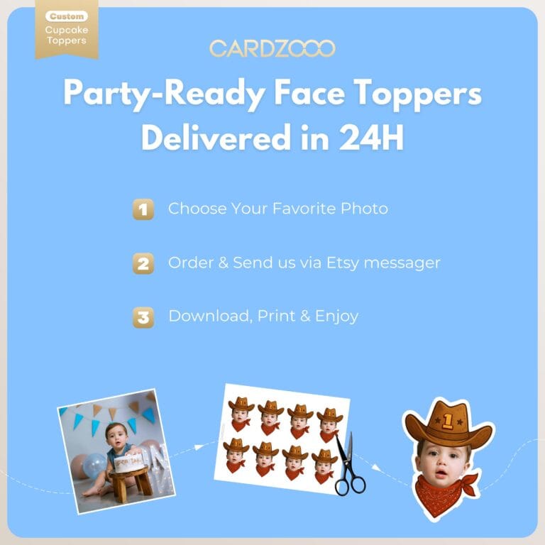 Western Outlaw Cowboy Rodeo Custom Face Cupcake Toppers - Image 3