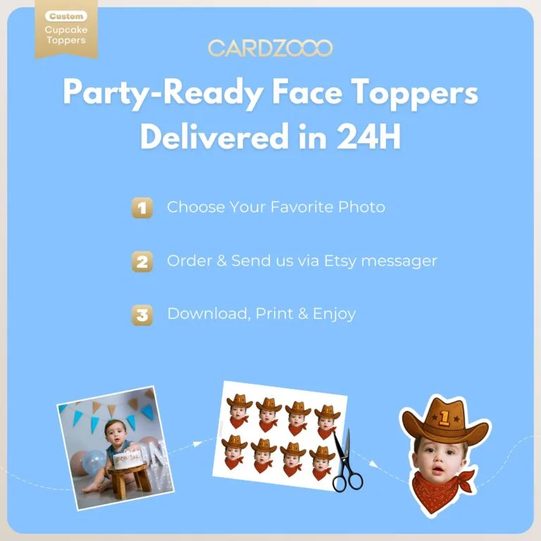 Western Outlaw Cowboy Rodeo Custom Face Cupcake Toppers - Image 3