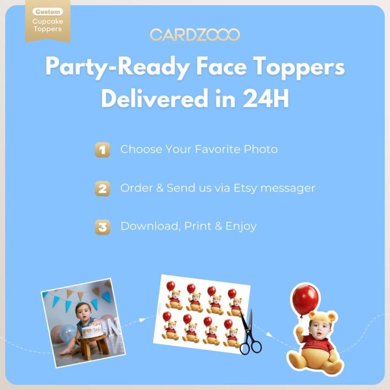 Winnie The Pooh Custom Face Cupcake Toppers - Image 3