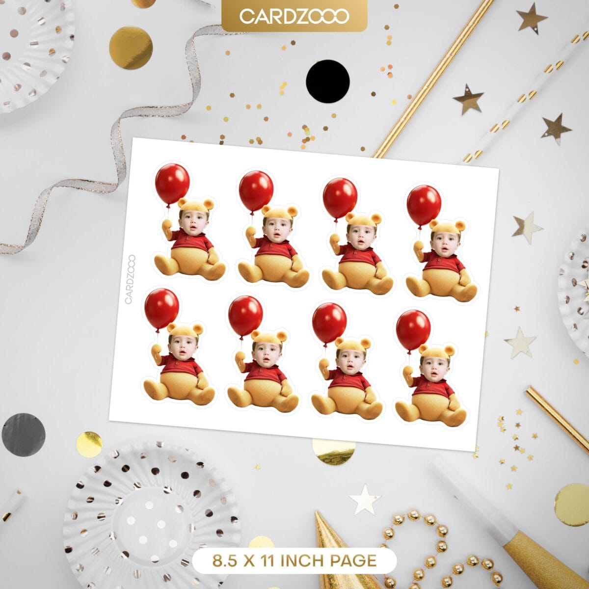 Winnie The Pooh Custom Face Cupcake Toppers - Image 2
