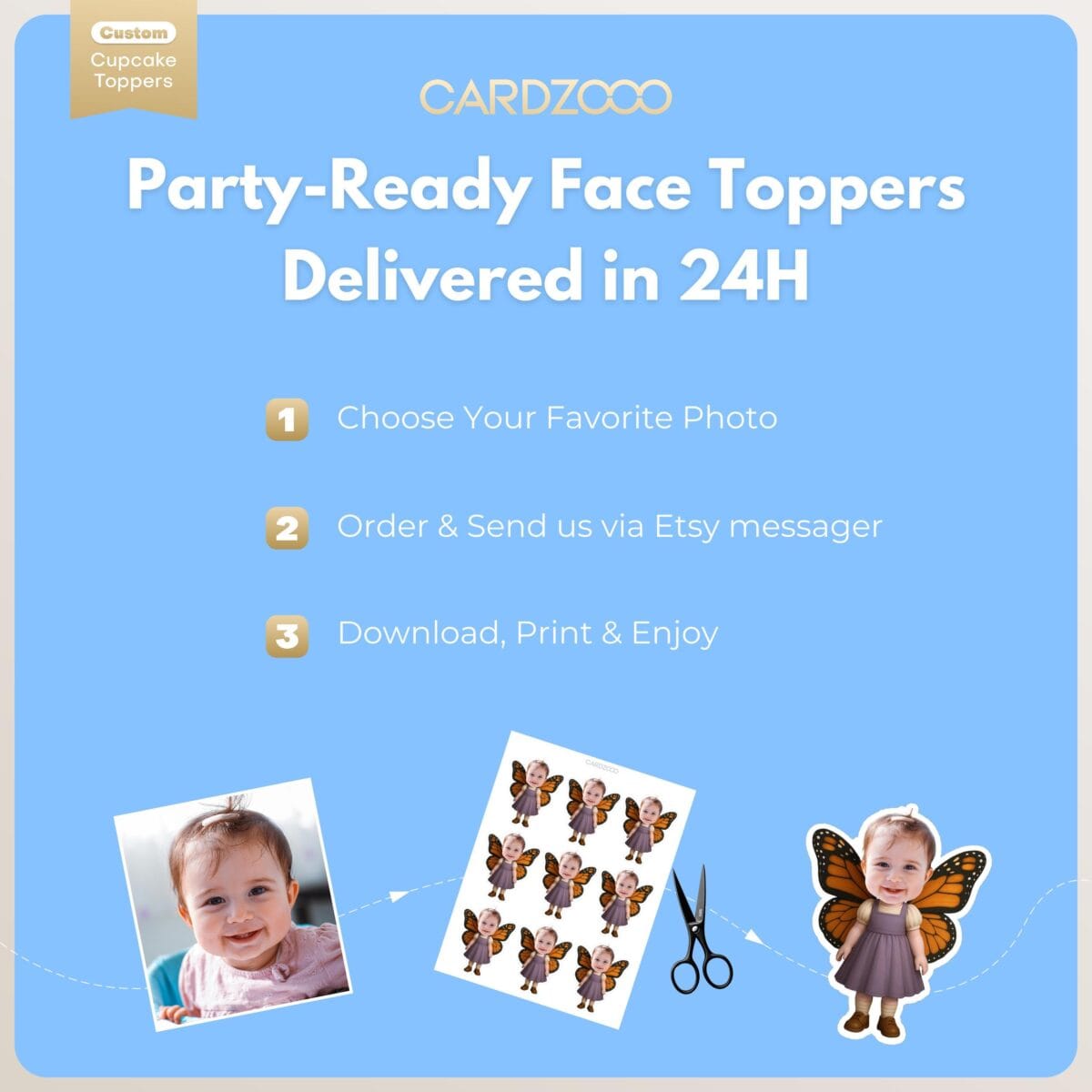 Butterfly Custom Face Cupcake Toppers - Image 3