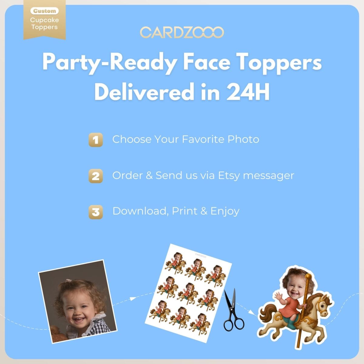 Carousel Custom Face Cupcake Toppers - Image 3