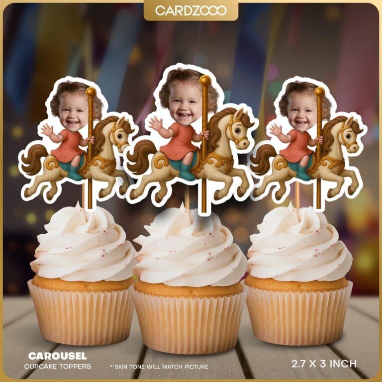 Carousel Custom Face Cupcake Toppers