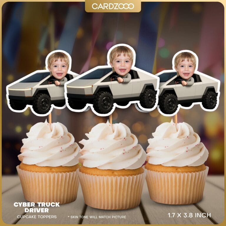 Cyber Truck Driver Custom Face Cupcake Toppers