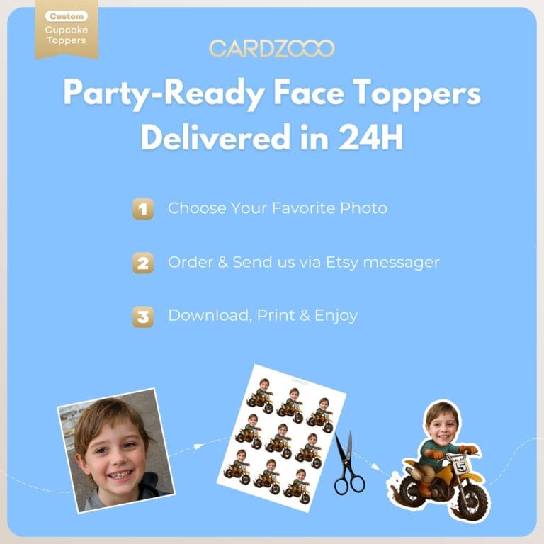 Dirt Bike Custom Face Cupcake Toppers - Image 3