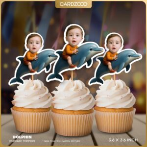 Dolphin Personalized Face Cupcake Toppers