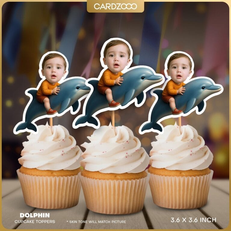 Dolphin Personalized Face Cupcake Toppers