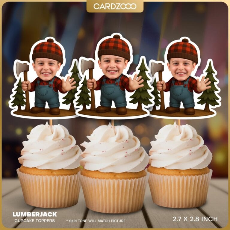 Lumberjack Custom Face Cupcake Toppers