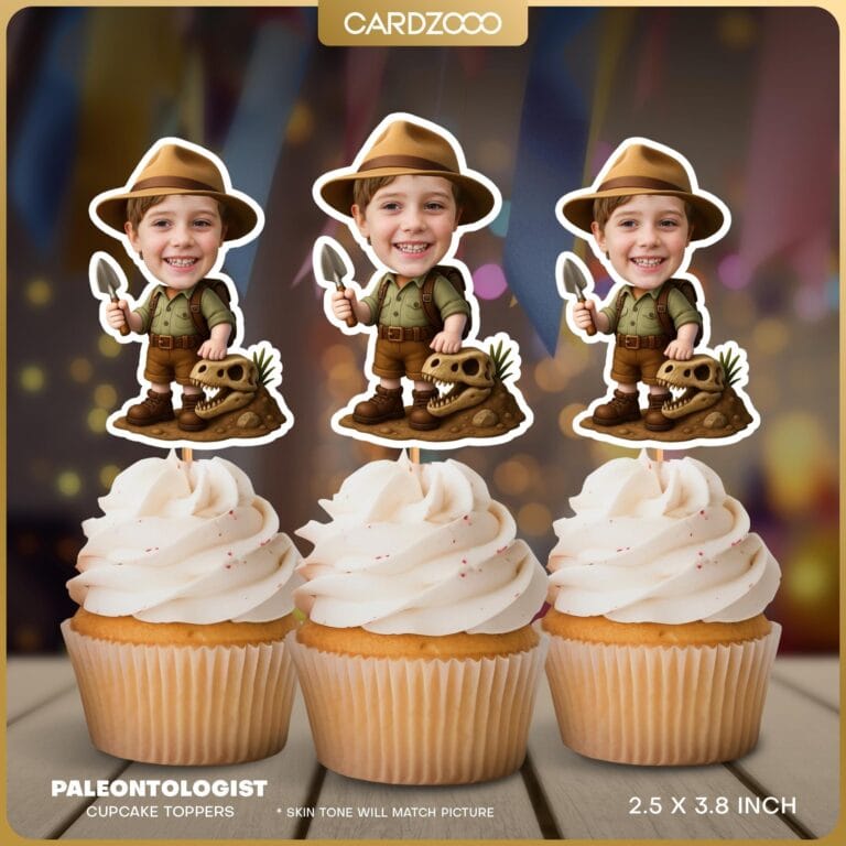 Paleontologist Custom Face Cupcake Toppers