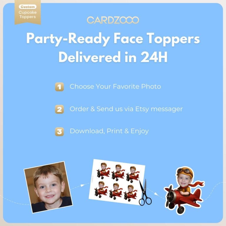 Vintage Airplane Custom Face Cupcake Toppers - Image 3
