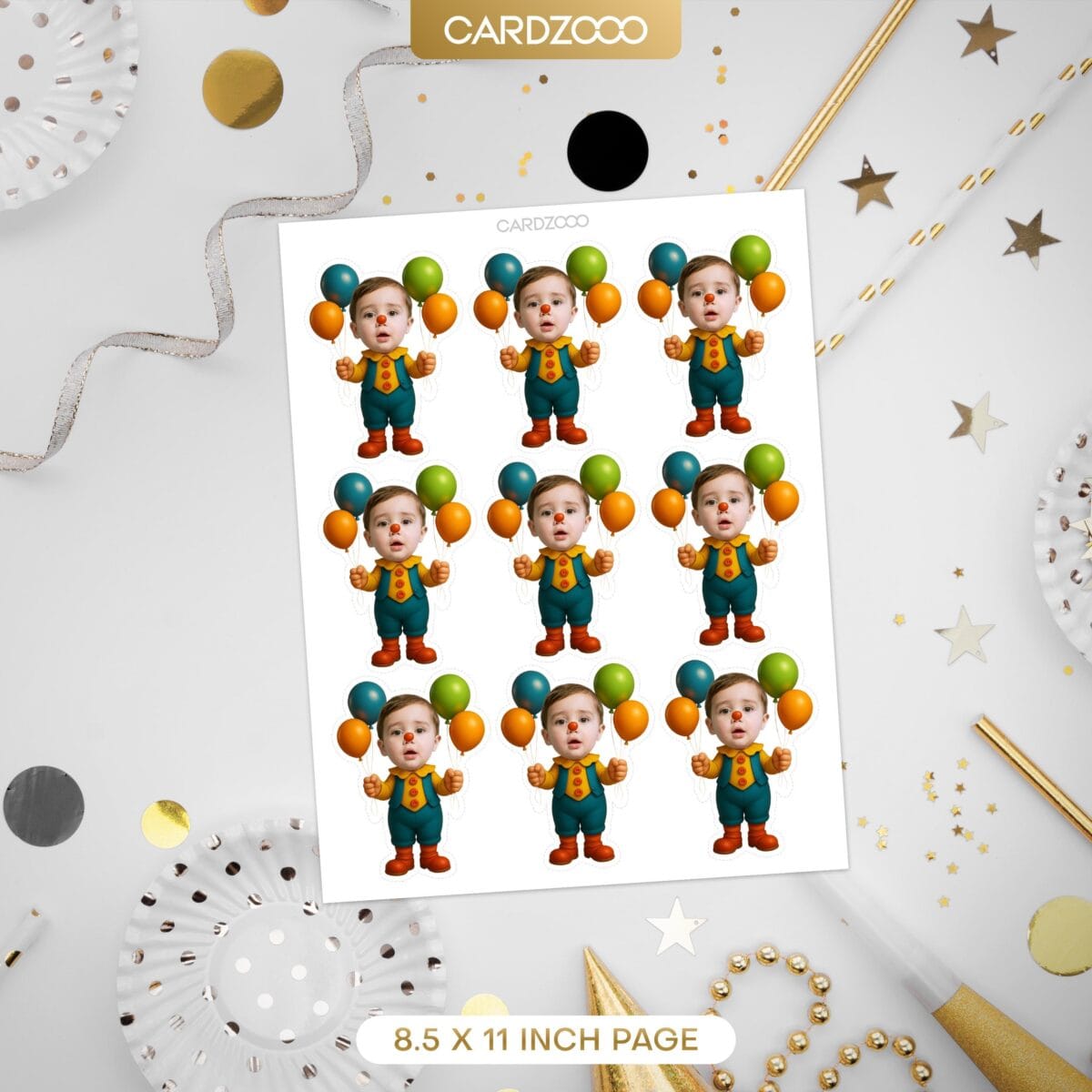 Clown Custom Face Cupcake Toppers - Image 2