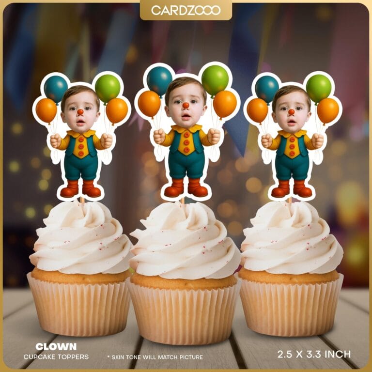 Clown Custom Face Cupcake Toppers