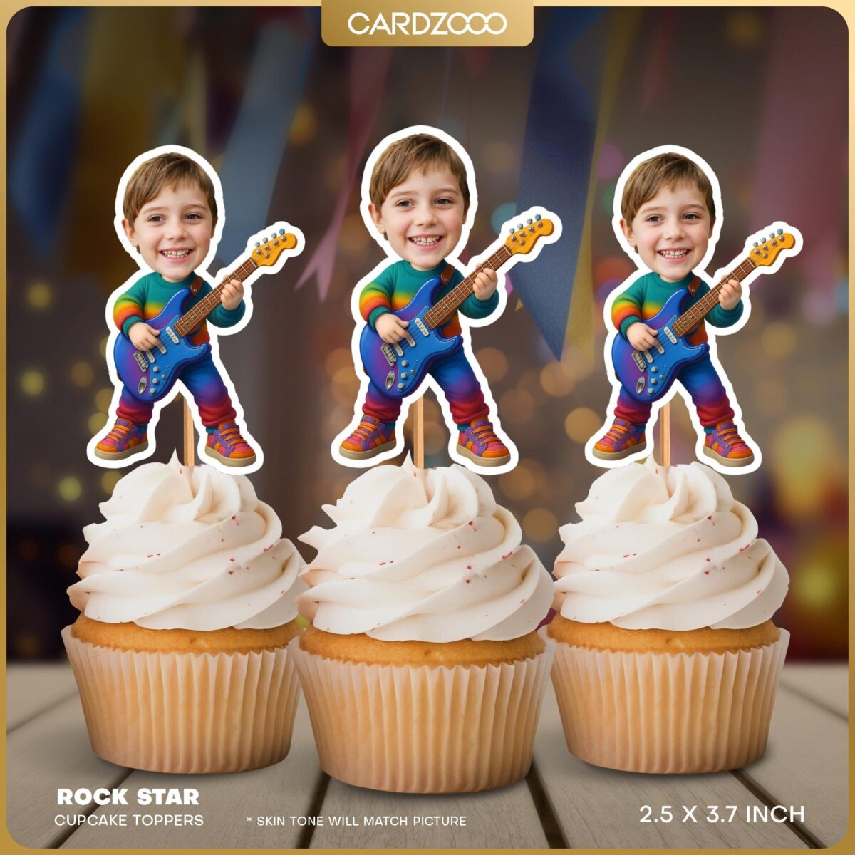 Rock Star Custom Face Cupcake Toppers