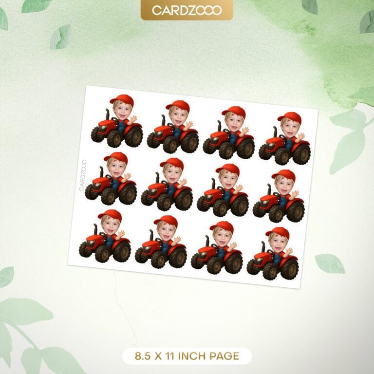 Tractor Driver Custom Face Cupcake Toppers - Image 2