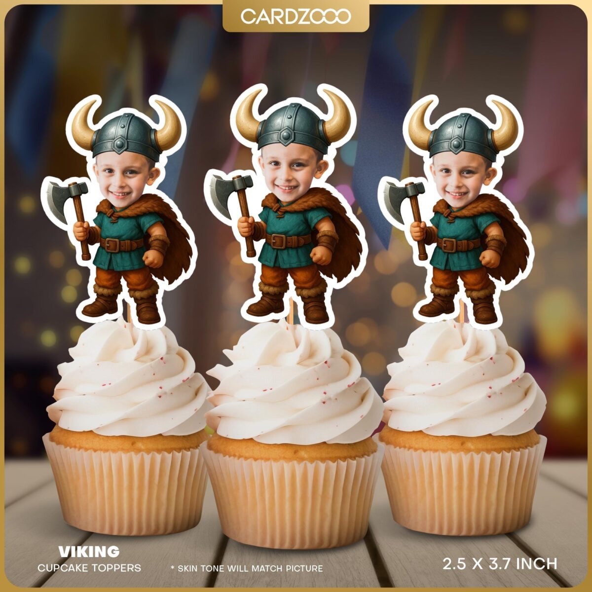 Viking Custom Face Cupcake Toppers