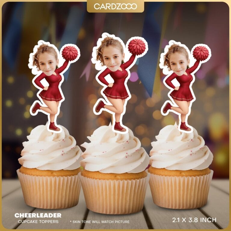 Cheerleader Custom Face Cupcake Toppers