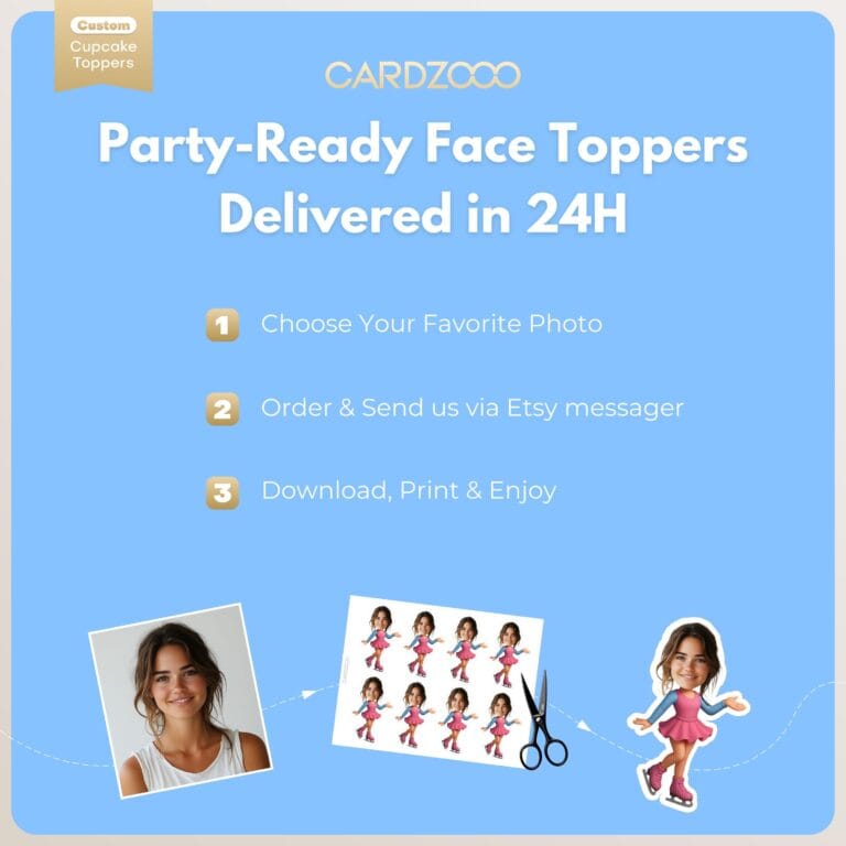 Ice Skating Girl Custom Face Cupcake Toppers - Image 3