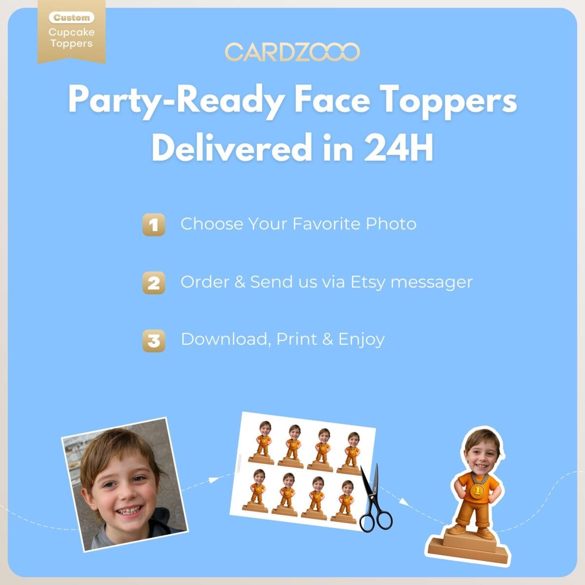 Olympic Champion Custom Face Cupcake Toppers - Image 3