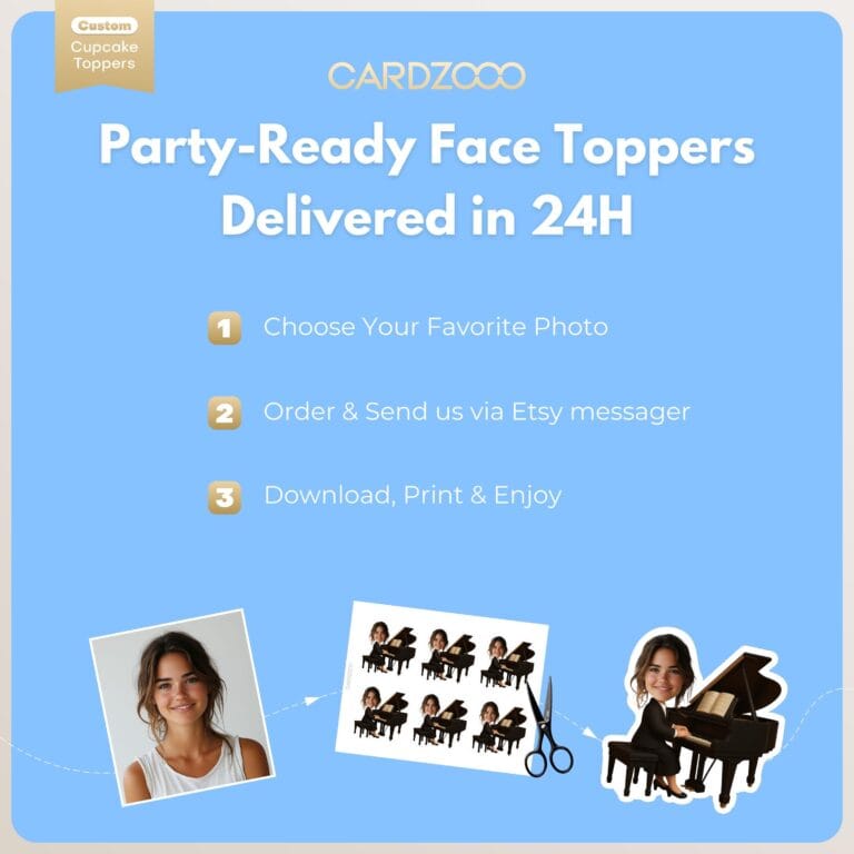 Pianist Girl Face Cupcake Toppers - Image 3