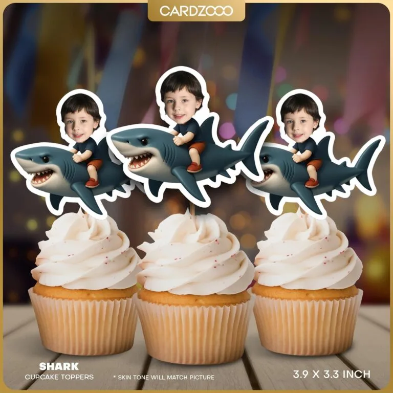 Shark Custom Face Cupcake Toppers