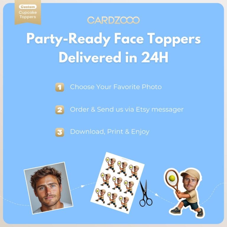 Tennis Player Custom Face Cupcake Toppers - Image 3