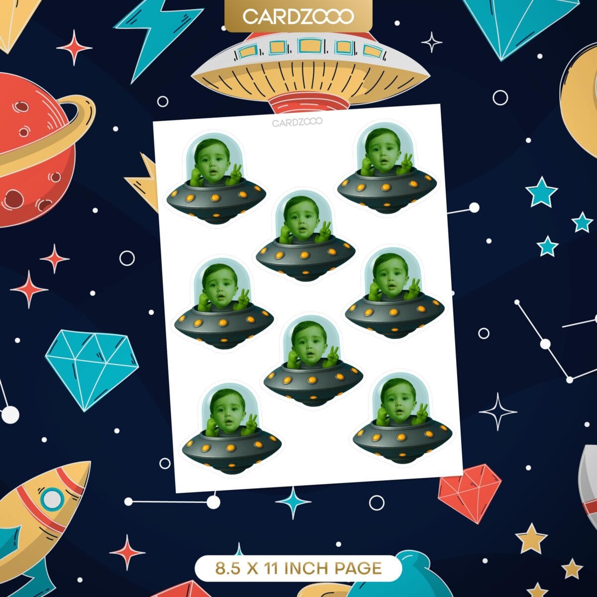UFO Martian Custom Face Cupcake Toppers - Image 2
