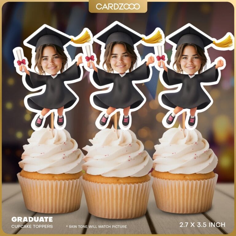 Graduation Custom Face Cupcake Toppers Girl Edition