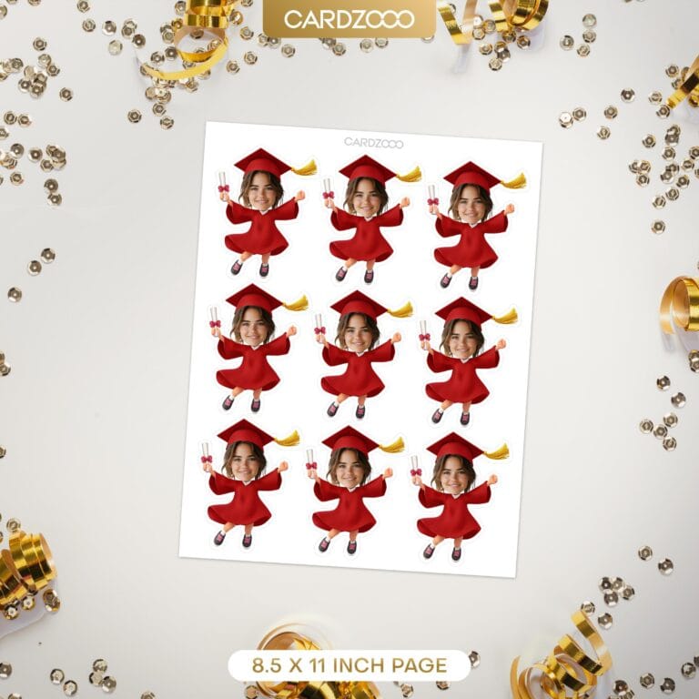 Red Color Graduation Custom Face Cupcake Toppers - Image 3