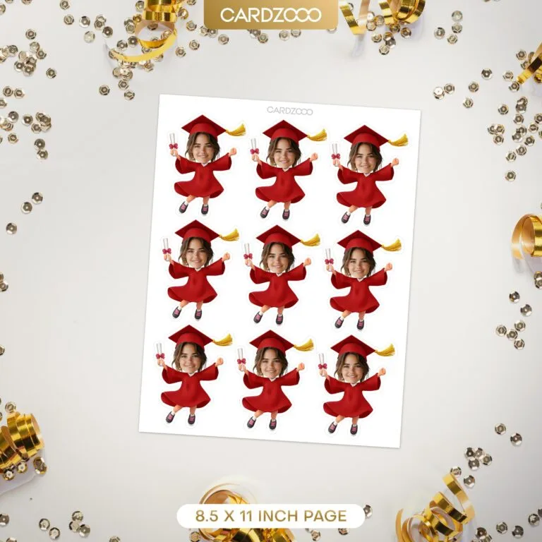 Red Color Graduation Custom Face Cupcake Toppers - Image 3