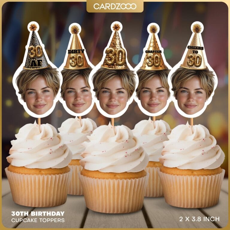 30th Birthday Custom Face Cupcake Toppers