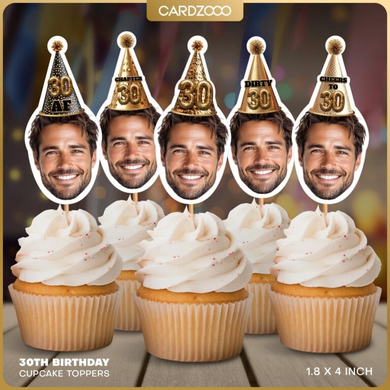 Custom Face 30th Birthday Cupcake Toppers