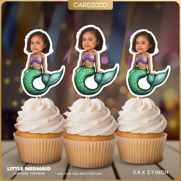 Little Mermaid Custom Face Cupcake Toppers