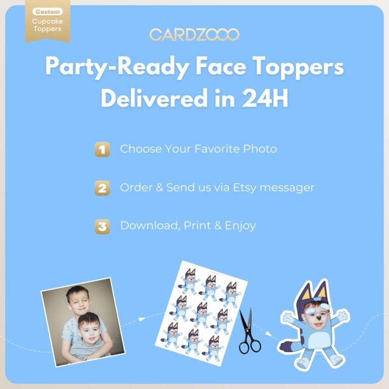 Custom Face Bluey Cupcake Toppers - Image 3