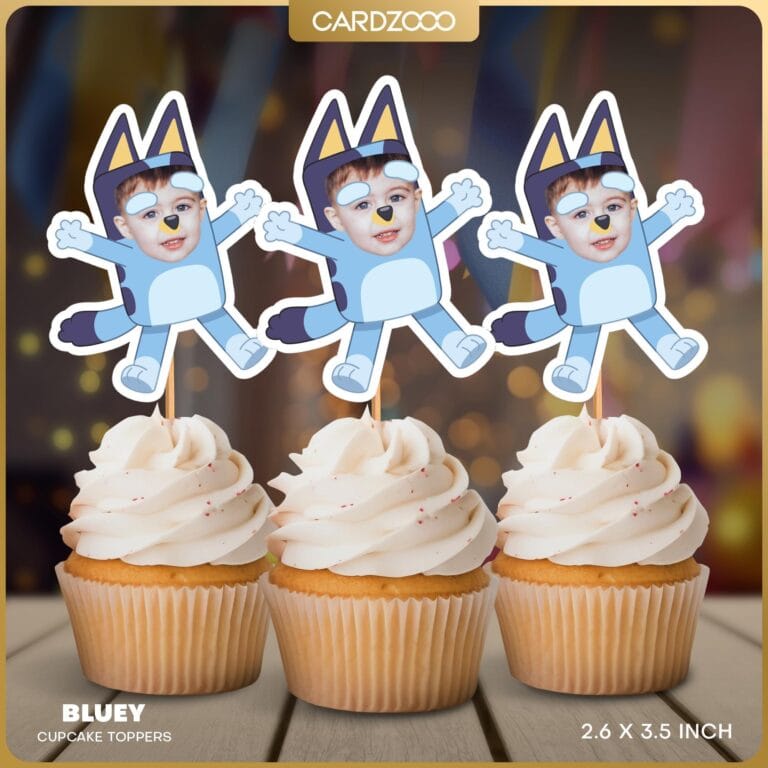 Custom Face Bluey Cupcake Toppers