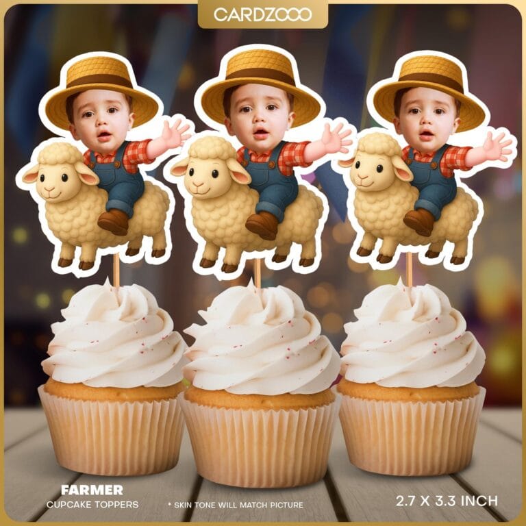 Farmer Personalized Face Cupcake Toppers