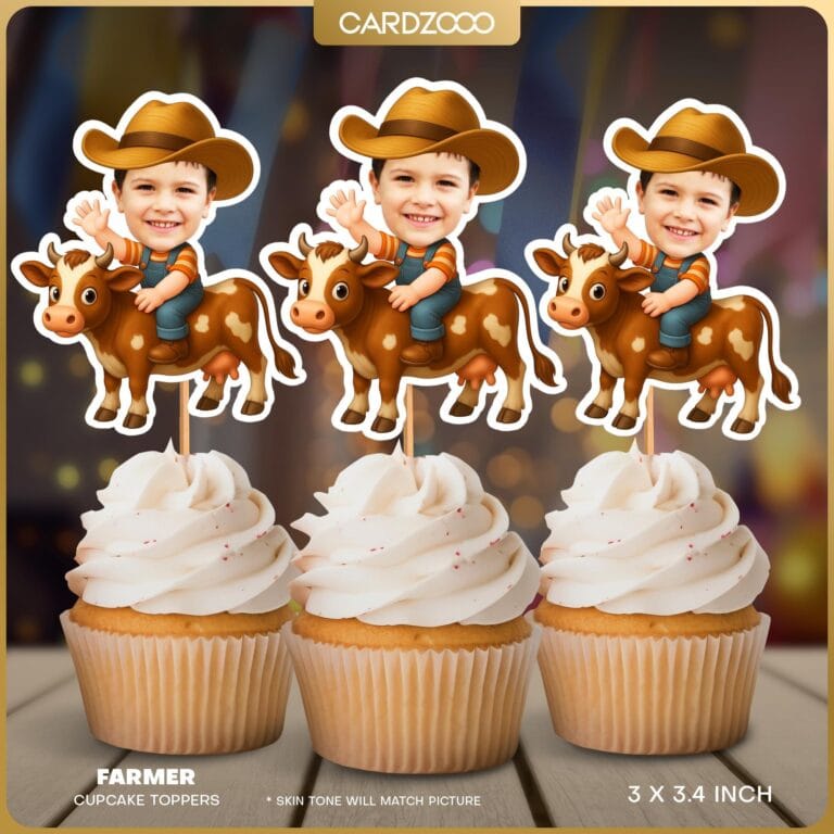 Custom Face Farmer Cupcake Toppers