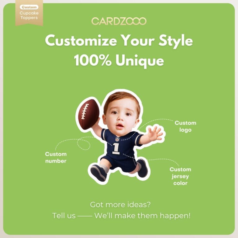 Custom Face Football Cupcake Toppers - Image 2