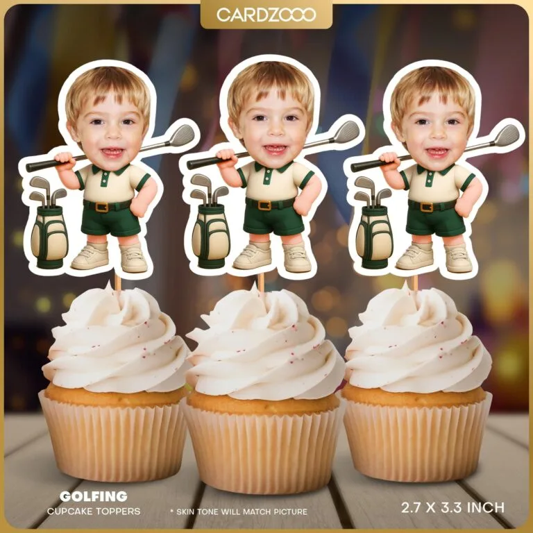 Custom Face Golf Cupcake Toppers