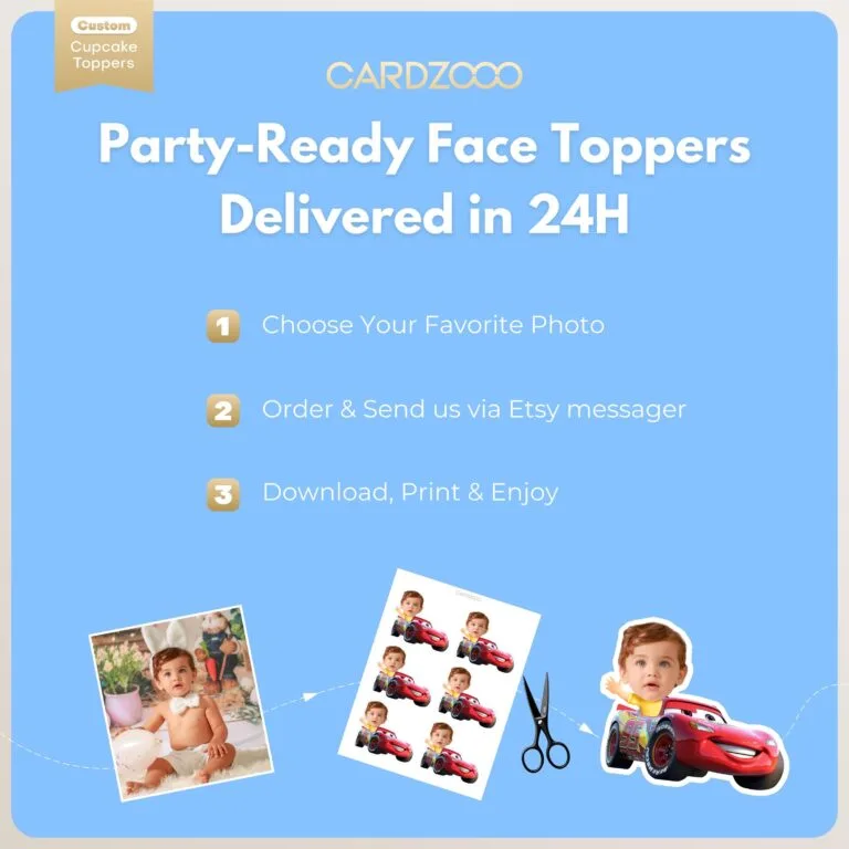 Custom Face Lightning McQueen Cupcake Toppers - Image 3