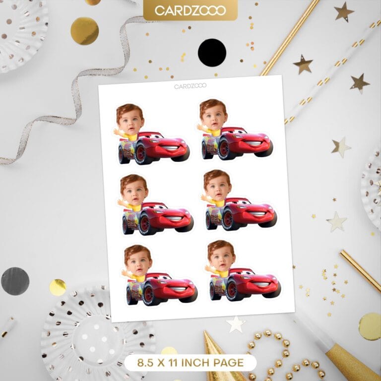 Custom Face Lightning McQueen Cupcake Toppers - Image 2
