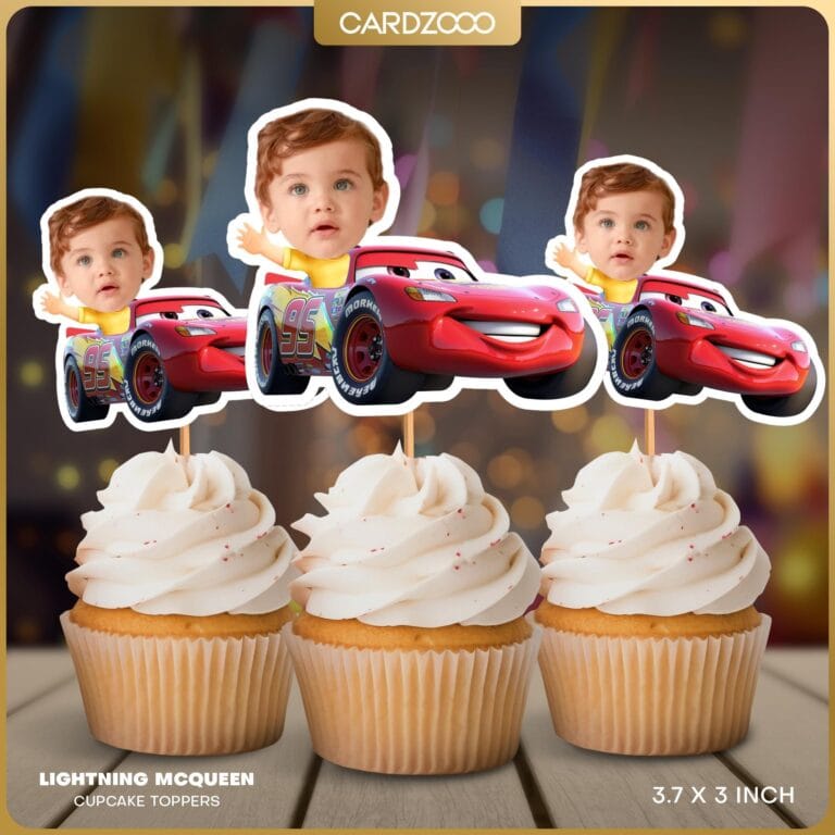 Custom Face Lightning McQueen Cupcake Toppers