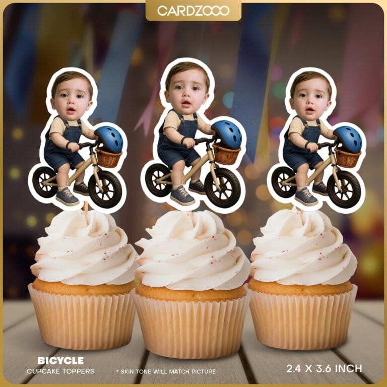 Cyclist Personalized Face Cupcake Toppers