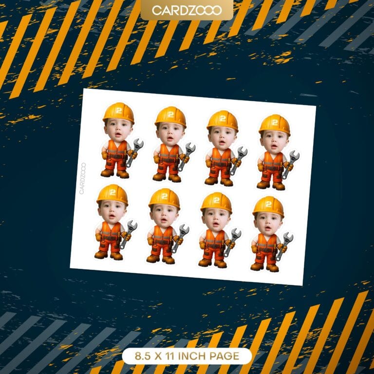Construction Personalized Face Cupcake Toppers - Image 2