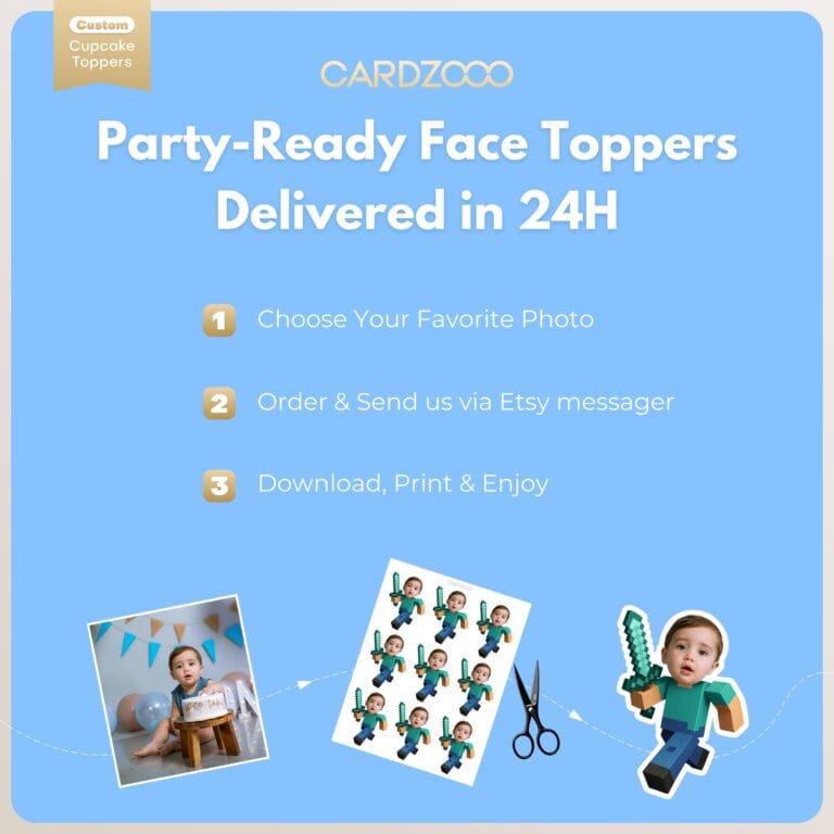 Diamond Sword Custom Face Cupcake Toppers - Image 3