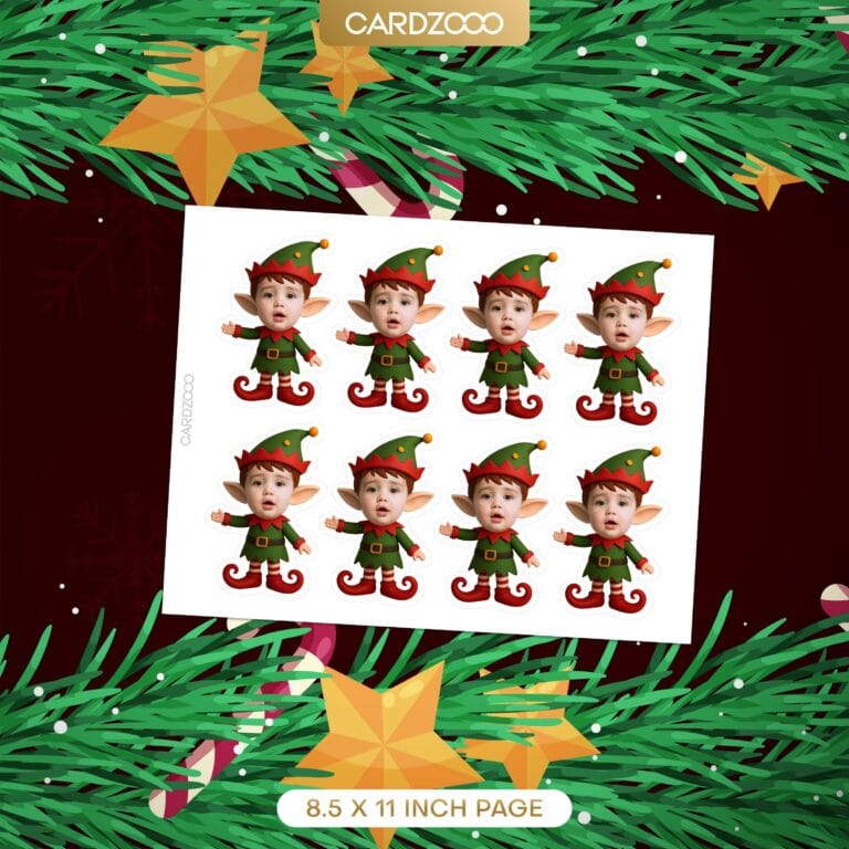 Custom Face Christmas Elf Cupcake Toppers - Image 2