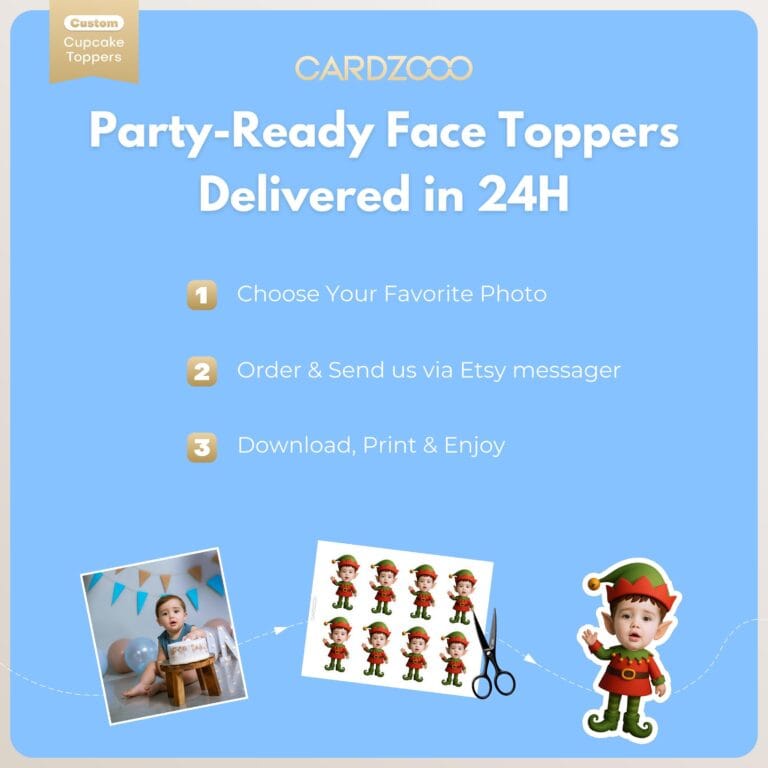 Elf Personalized Face Cupcake Toppers - Image 3