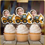 Excavator Custom Face Cupcake Toppers