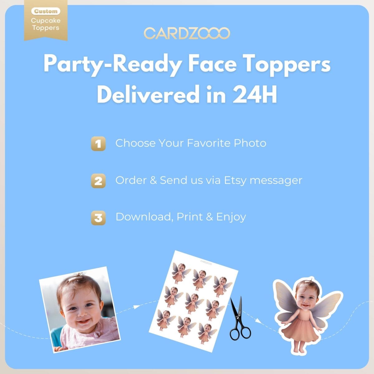 Fairy Personalized Face Cupcake Toppers - Image 3
