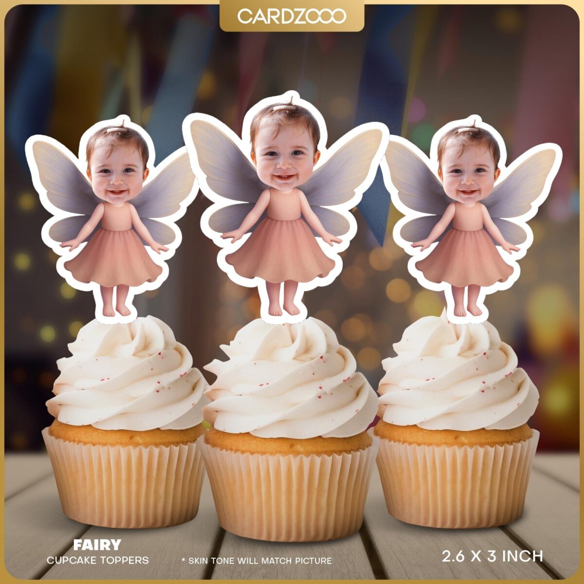 Fairy Personalized Face Cupcake Toppers