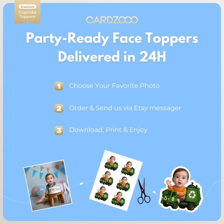 Garbage Truck Custom Face Cupcake Toppers - Image 3
